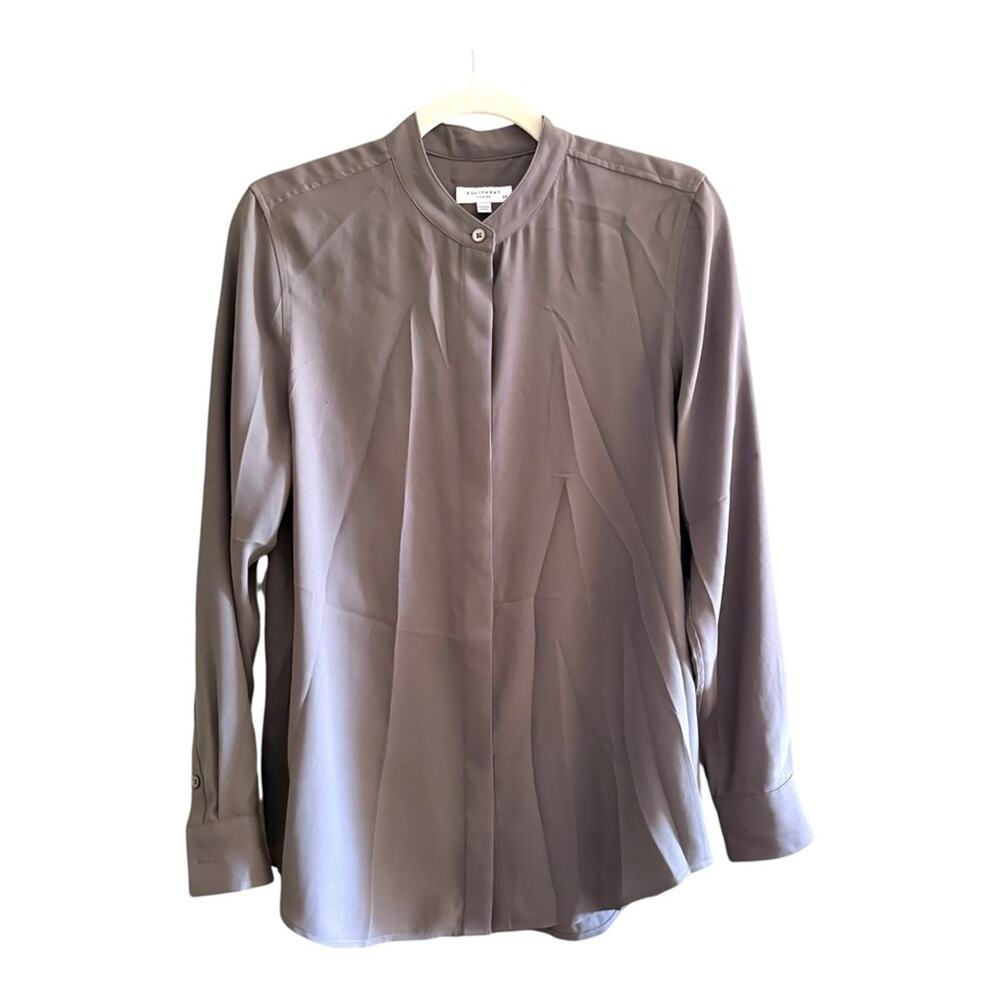Equipment Femme Cherine Nehru Collar Blouse in Green Size S
